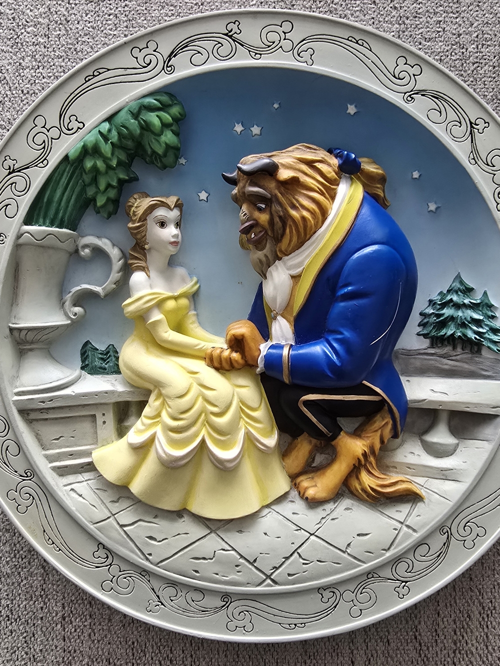 Disney Animated Classics Beauty and the Beast Decorative White Collectible Plate